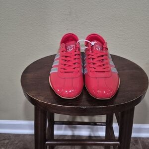 Adidas Tokyo Women's Red and Gray Patent Leather Sneakers Size 8
